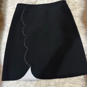 Halogen Black Scalloped Mini Skirt